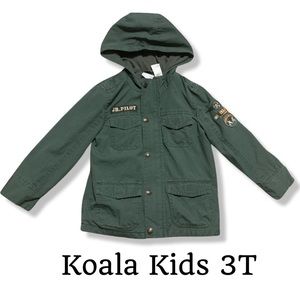Kids Army Style Army Green Fall Jacket w/Hood